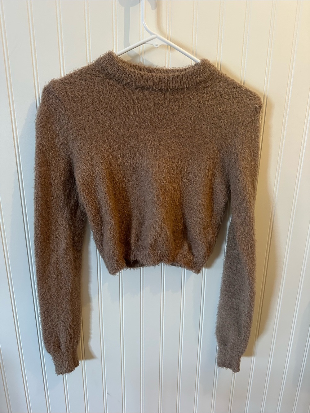 Abound Cozy Fuzzy Crop Sweater in Brown